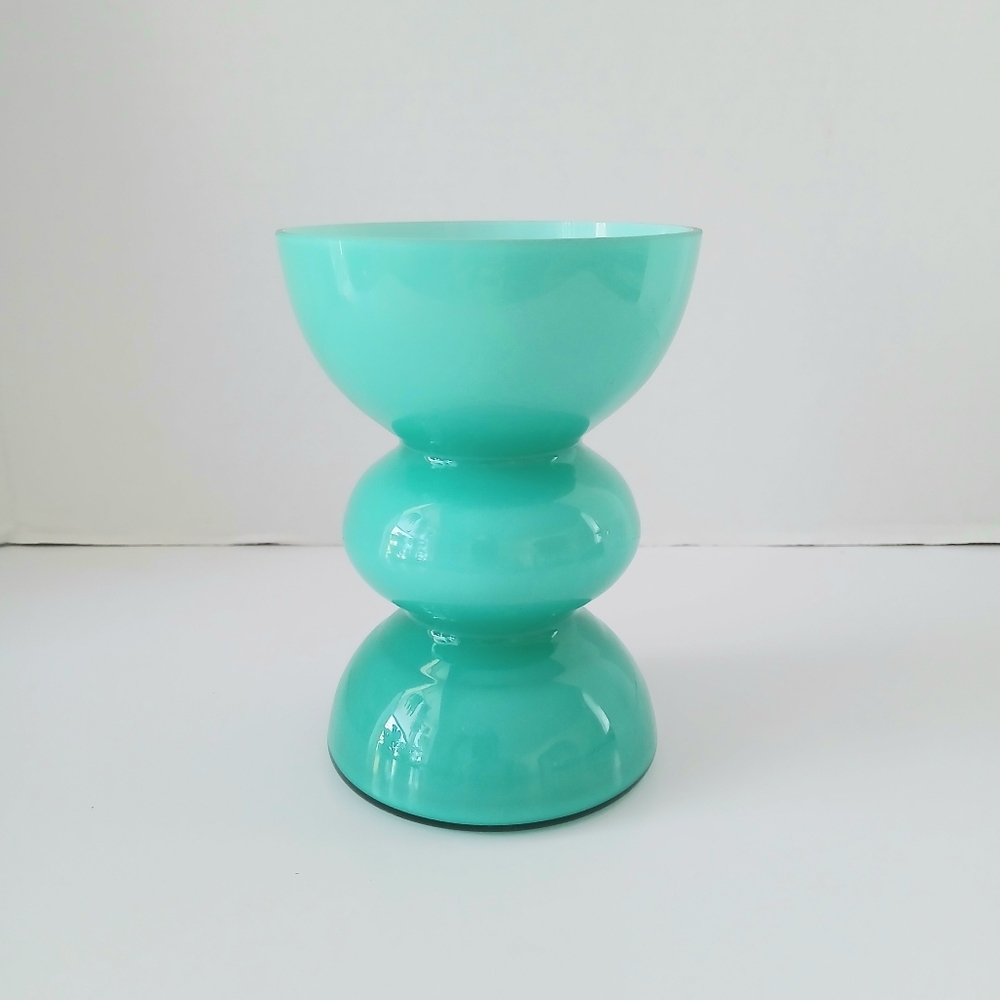 Vtg Glass Vase Turquoise